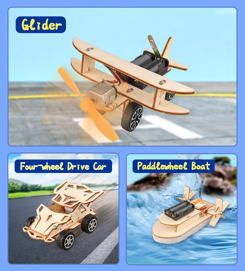 6-in-1 8-12, 8 9 10 11 12 13 STEM Kits for Kids Age Educational STEM Toys for Boys and Girls, Wooden Building Kit