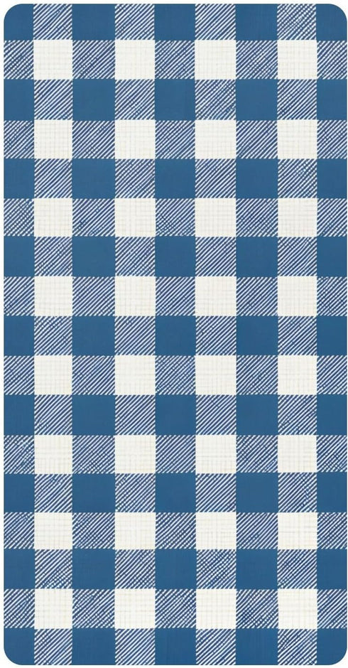 CZXW Navy Blue Checkered Crib Sheets Fitted 52" x 28" Natural Cotton Soft