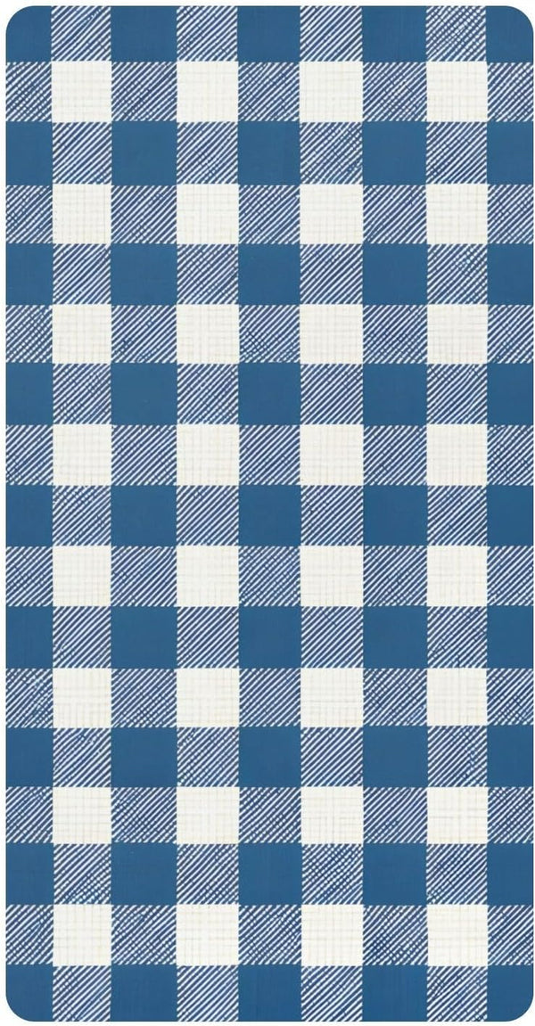 CZXW Navy Blue Checkered Crib Sheets Fitted 52" x 28" Natural Cotton Soft