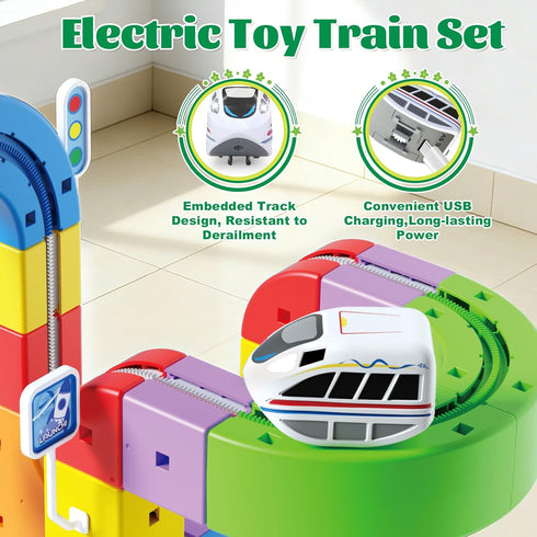 Set 3D 3 4 5 6 7 8 (95PCS) Electric Train for Kids,Infinity Racer Train,Educational STEM Learning Toy,Anti-Gravity