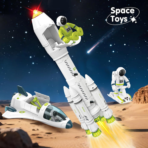 3-5-7 2 AuntyFey Space Rocket Ship Toys for Kids, Space Toys Shuttle for Kids with Astronaut Figures, Spaceship