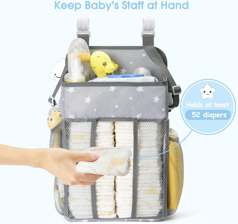 Maliton Changing Table Diaper Organizer - Baby Hanging Diaper Stacker Nursery Caddy Organizer for Cribs Playard Baby