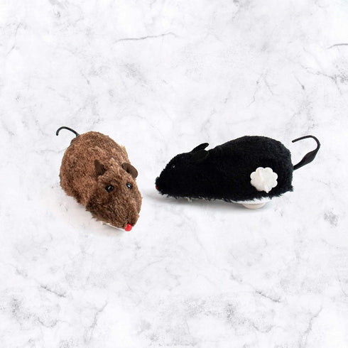 AUEAR 4 Pack Wind Up Mouse Racing Mini Plush Mice, Realistic Looking Pet with Twirling Tail