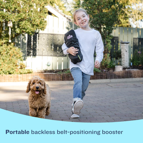 bubblebum Rainbow Inflatable Backless Booster Car Seat, Portable Travel Booster for Kids 40-100 lbs, Compact 4-10 Years
