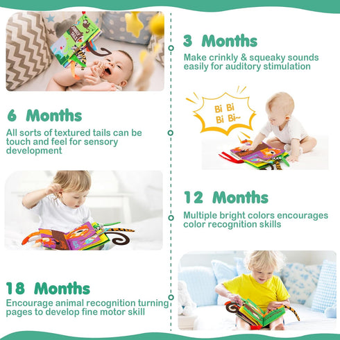 0-3-6-12-18 beiens Baby Books Toys, Touch and Feel Crinkle Cloth Book for Infant Baby Months, Early Development