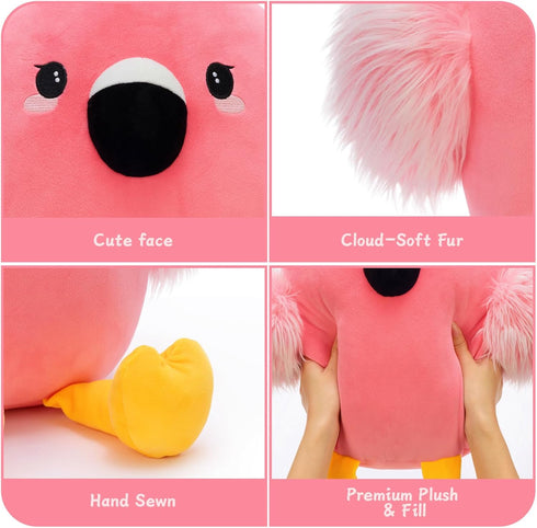 Tummy Mommy 4 Tezituor Pink Flamingo Stuffed Animal,Easter Valentines Gifts Flamingo Plush for Girls Kids Toddlers
