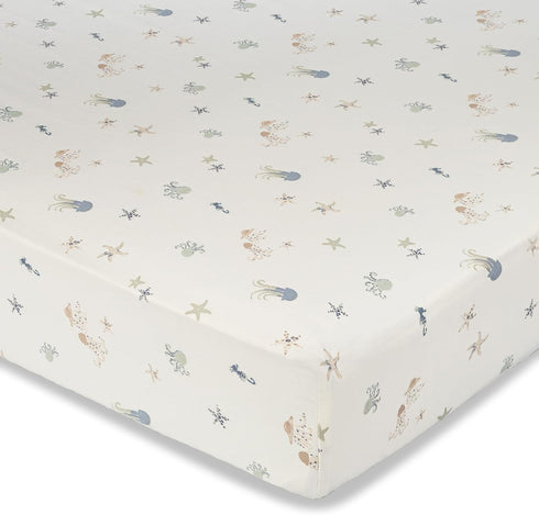 Crane Baby 100% Cotton Under The Sea Fitted Crib Sheet with Jellyfish