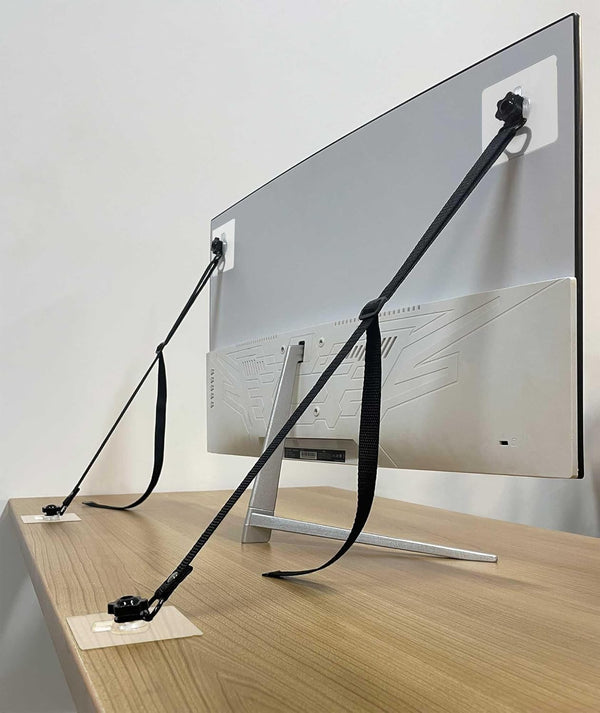 2 Pack Adjustable TV Safety Straps, No-Drill Adhesive Anti-Tip Furniture Anchors for