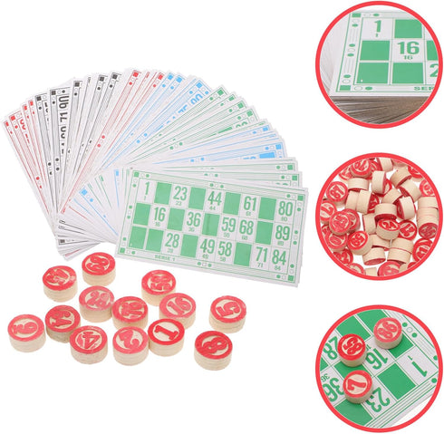 Toyvian Russian Lottos Game | Travel Bingo Set | Wooden Travel Board Games with Bingo Game Chips, Cards, and Boards