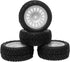 4PCS 75mm Rubber Tyres Tires with Foam Inserts and Plastic Wheel Rims 12mm Hex for 1/10 On-Road RC Drift Touring Car 1/14 1/16 1/18 Rally Car for Traxxas WLtoys Redcat HSP HPI (White)
