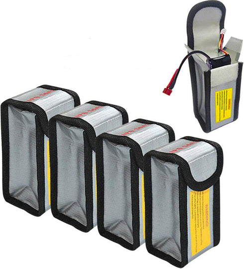 4pcs Lipo Battery Fireproof Explosion Proof Bag Storage Guard Safe Pouch, 125mm
