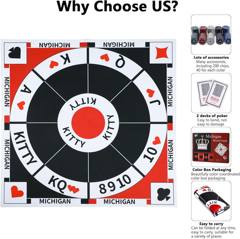 23.6 Inches Rummy, Poker,200 Pokers,2 Cards,1 HOROW Tripoley Game Tripoli Board Game Anti-Slip Mat,Combination