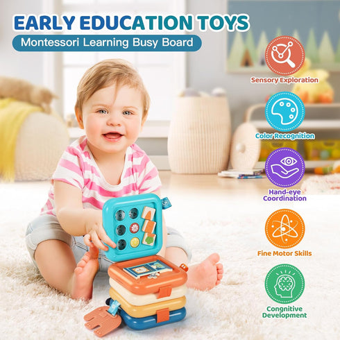 1 1-3, Busy Board for Year Old, Travel Toys for Toddlers Montessori Busy Board - Car Airplane Essentials, Sensory