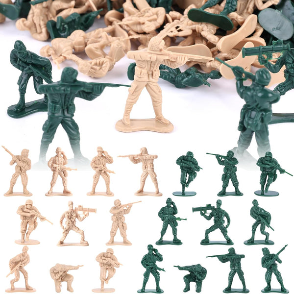 Shindel 100PCS Army Men Toy Soldiers, Plastic Playset with Green Yellow Soldier Figures for Boys