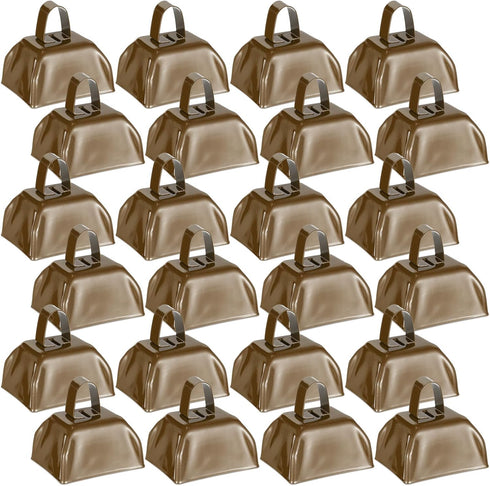 Yeshone 24 Pcs Metal Cowbell with Handle Cow Bells Noise Makers for
