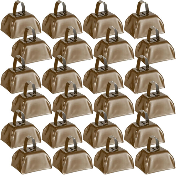 Yeshone 24 Pcs Metal Cowbell with Handle Cow Bells Noise Makers for