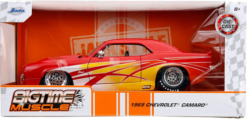 1:24 1969 Jada Big Time Muscle Chevrolet Camaro Die-Cast Car, Toys for Kids and Adults(Red)