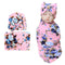 DRESHOW BQUBO Newborn Floral Receiving Blanket with Headbands or Hats, Toddler Warm Shower Gift