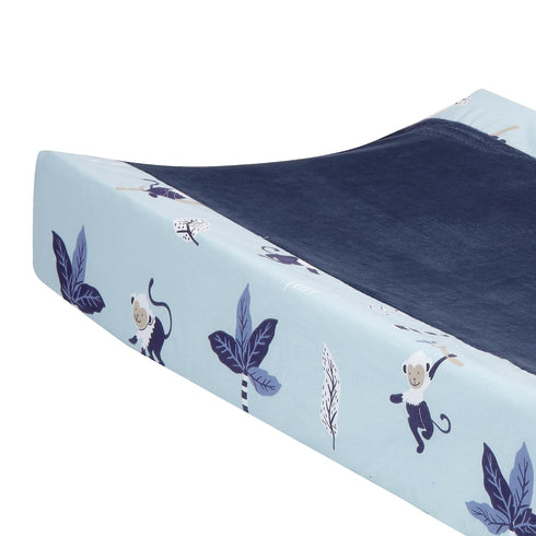 Blue Monkey and Palm Tree Changing Pad Cover for Jungle Party