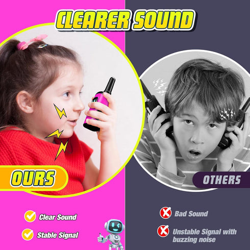 Kids Walkie Talkies Toys for Girls: comedyfun Mini Robots 2 Pack, Birthday Gifts for 3-8 Year Old Girls Outdoor Games
