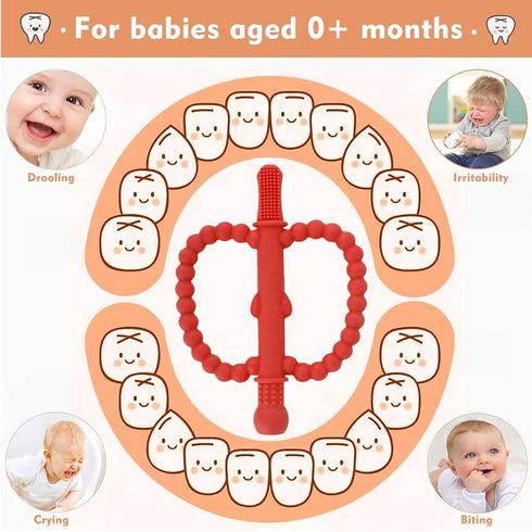 Store 2 Pack 0-6 0-12 0-36 Fu Hollow Teether Tube Apple Shape Chew Straw Sensory Toy for Infant Toddlers Silicone Tubes