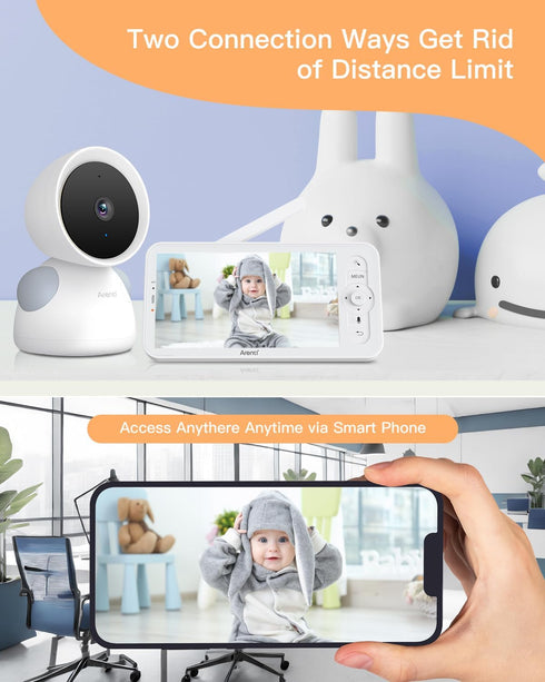 ARENTI 2K/3MP 6, (D3) Baby Camera Monitor, WiFi Smartphone App, Super Night Vision, Crying Detection, Auto Tracking