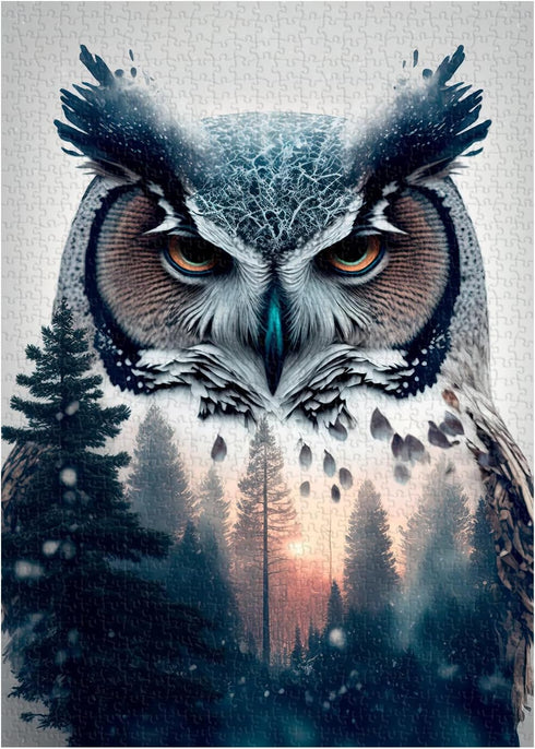 Owl Puzzles for Adults 1000 Pieces, Difficult Bird Challenging Jigsaw Puzzles, Jungle Animal Nature Puzzles as Bird Decor