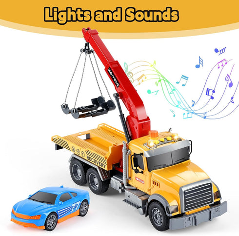3+ 3-8 SASBSC Toy Trucks Big Tow Truck Toys for Year Old Boys with Sound and Light Friction Power Trucks Birthday Gifts