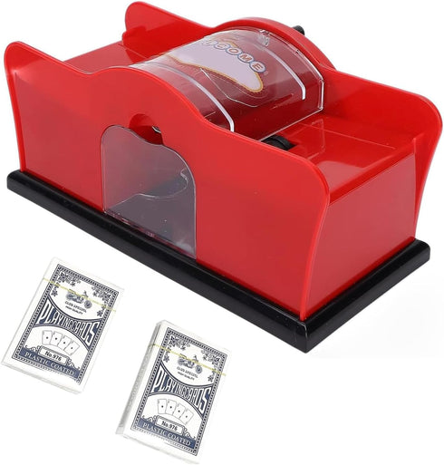No Jammed Playing Cards Manual Hand Crank Card Shuffler, Includes 2 Decks of Playing Cards for Various Games