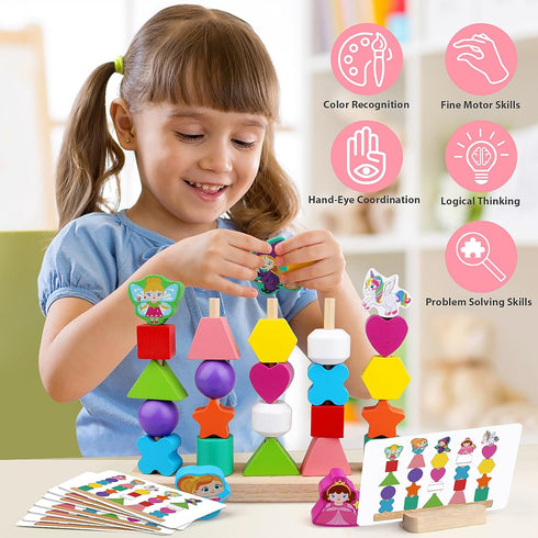 2 3 4 Vinlon Montessori Toys for Toddlers Years Old -Princess Unicorn Fairy Mermaid Shapes Sorting Stacking Vivid