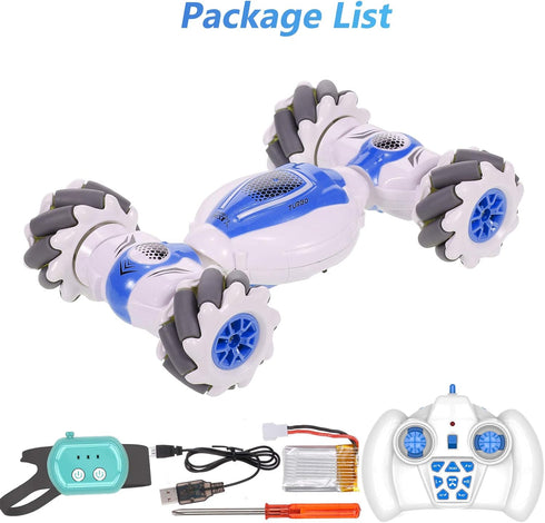 GoolRC RC Stunt Car - 2.4GHz 4WD Remote Control Car, Deformable Off Road Car with 360° Flips (Blue)