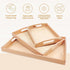 Montessori Wooden Trays with Handles - 3 Pack Small, Medium, Big Quality Wood Trays for Kids Activities, Toy Storage