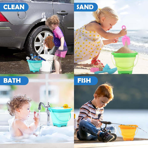 3-10, 3 Pack 24 Dreamon Beach Toys for Kids Collapsible Sand Toys Include Foldable Buckets with Mesh Bag, PCS Beach