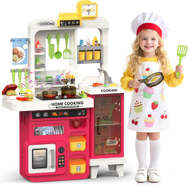 Easface Kids Kitchen Playset, 68 PCS Toddler Kitchen Playset for Toddlers 1-3 3-5,