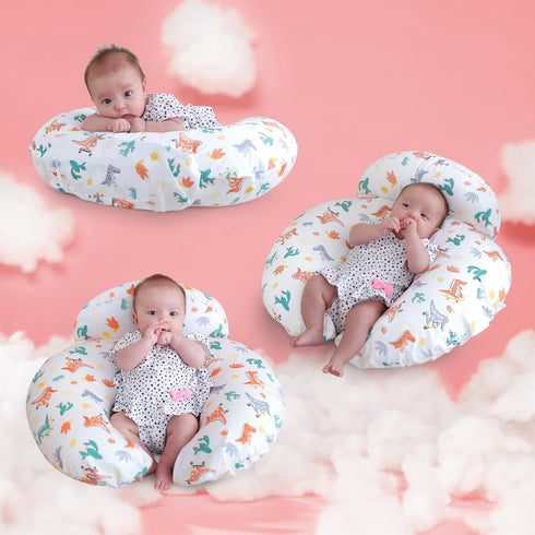 AMASKY Nursing Pillow, More Support for Mom and Baby, Removable Cotton Cover and Colorful Animal Patterns, Machine