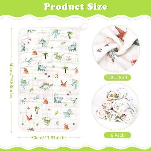 6 Pack 100% 20''x12'' 6 decalsweet Baby Burp Cloths Muslin Washcloths Muslin Burp Cloths Cotton Large Soft Layers Baby