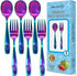 6 Piece Stainless Steel Kids Silverware Set, Child and Toddler Safe Flatware, Metal Kids Utensil Set (UV Rainbow)