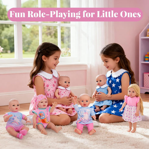 6 Sets 12-16 Inch Set BABESIDE of Baby Doll Clothes for Dolls, Babydolls Clothes and Accessories with Hat Socks