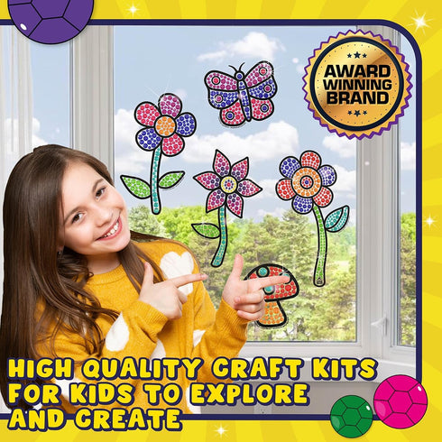SUNGEMMERS Gem Art for Kids Crafts - Suncatcher Kit for 6-8 Year Old Girls Birthday Gift - Arts and Crafts for Kids