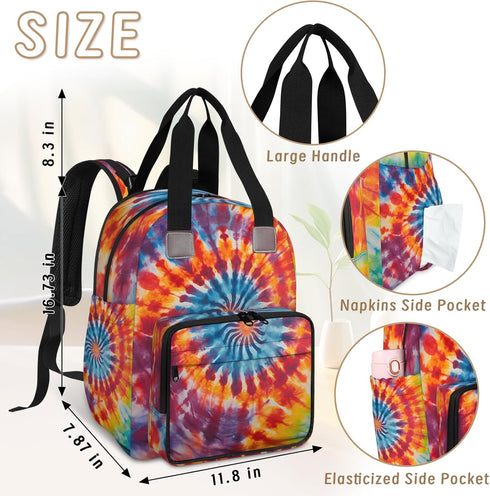 Shoblo Backpack Tie Dye Diaper Bag for Travel, Waterproof Diaper Bag with Insulated Bottle Pockets & USB Port, Large