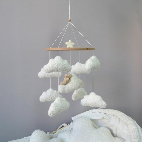Goukurlsma Soft Cloud & Bear Baby Mobile for Crib | Neutral Nursery Mobiles for Baby Crib Mobile for Girls & Boys |