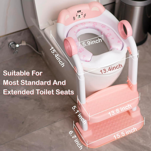 Potty Training Seat, Cute Tiger Design Elements, Foldable Toilet Seat with Soft Cushion, Suitable for Both Boys