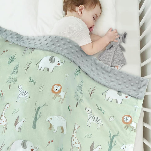 30 40 Inch BORITAR Baby Blanket for Boy Girls Soft Lightweight Minky Blanket with Double Layer Dotted Fleece Backing