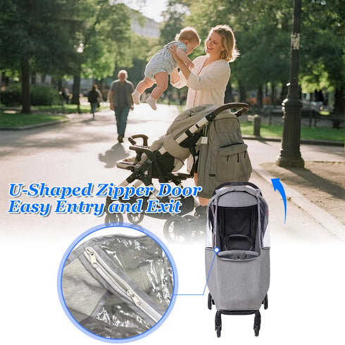 Tiiyee Stroller Rain Cover, Universal Baby Travel Weather Shield Waterproof Windproof Protection Breathable Protect