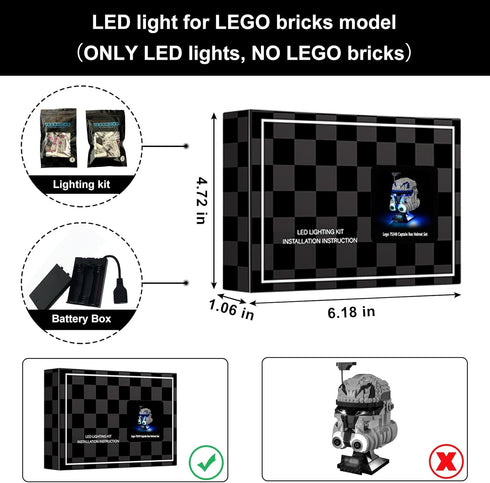 Vaodest LED Light for Lego Captain Rex Helmet Set 75349, Configuration and Design Compatible with Model 75349 (LED