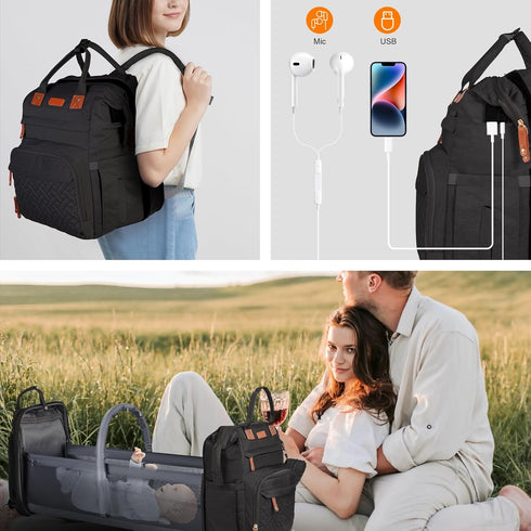 Shengmeister Backpack, Backpack, 900D Backpack, 3 1 Backpack Diaper Bag with Changing Table Oxford Cloth, Large