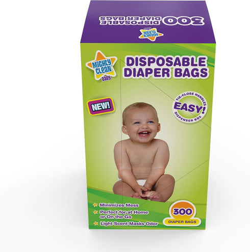 Baby Disposable Diaper Bags with Light Powder Scent - 300 Count