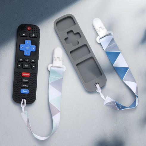2 Pack Silicone Baby Teething Toys, Remote Control Shape for 6-12 Months, BPA Free Soft Textured Chew Toys