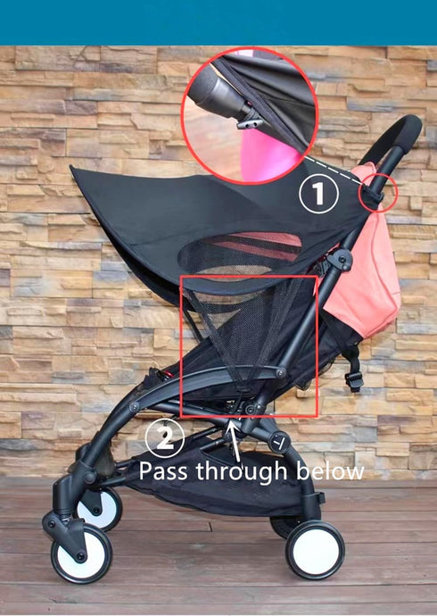 Universal Baby Stroller Sun Shade, Oversize UV Protection Waterproof Cloth, Adjustable Angle Windshield Cover