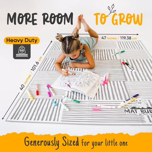 The Mat Buddy 4-Sided 30 Count 100% 40x47 Disposable Splat Mats for Under High Chair with Adhesive, - Waterproof